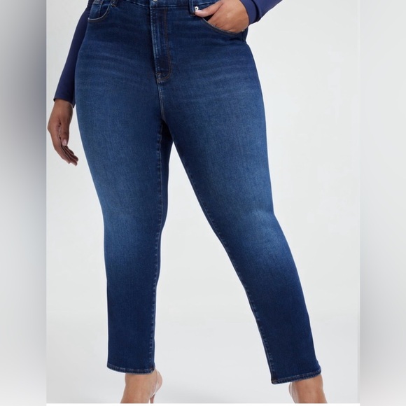 Good American Denim - Good American Dark Blue High-Rise Skinny Jeans